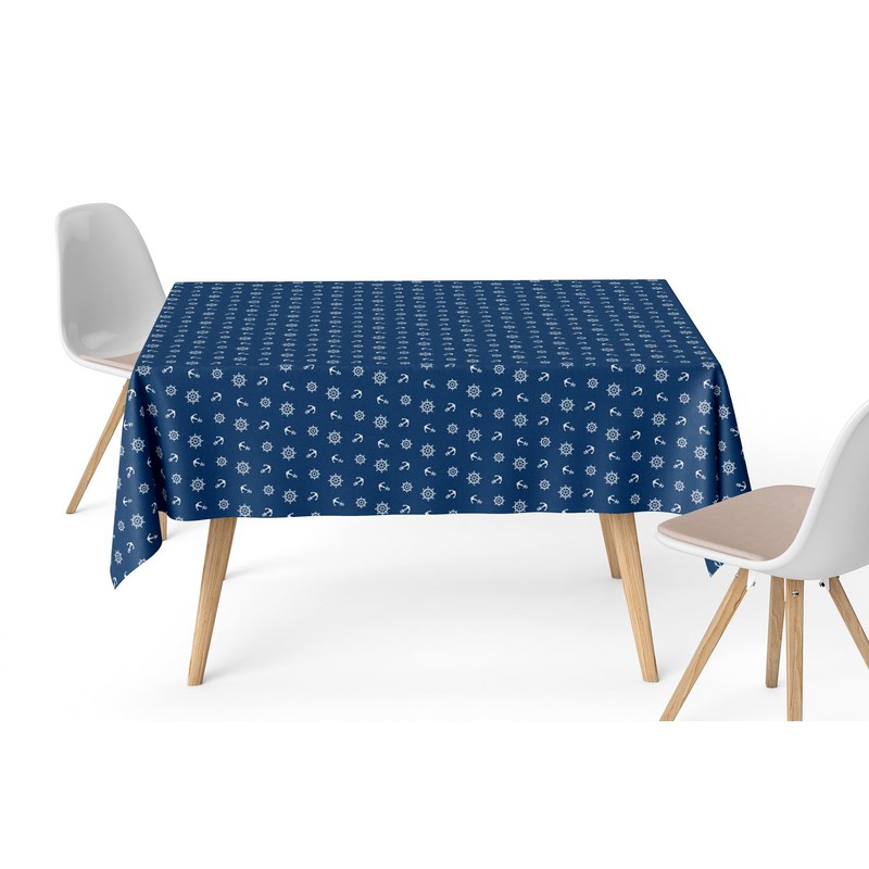 Martina Home Anchor Blue Resin Coated Tablecloth 100cm x 140cm