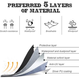 NEVERLAND UTV Covers Heavy Duty - Side by Side Cover Waterproof 300D Outdoor Storage Waterproof Black Compatible with Honda Pioneer Polaris Ranger Protection 114"x 65"x 73"