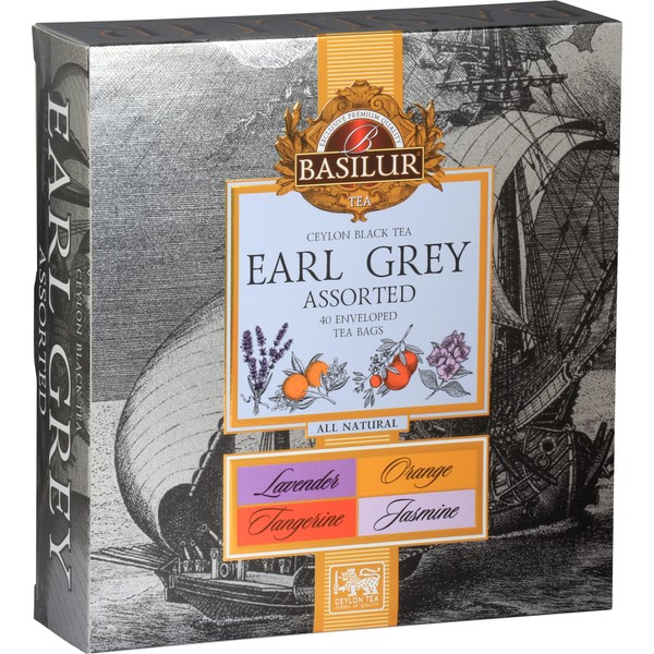 Basilur Ceylon Black Tea Earl Grey Assorted 40 enveloped tea bags
