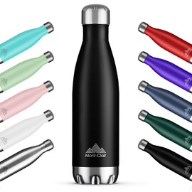 Mont-Clair H2O Stainless Steel Drinking Bottle - Thermos Flask - BPA-Free - Water Bottle, Stainless Steel Drinking Bottle 1 L - 24 Hours Cold & 12 Hours Warm - Leak-Proof Drinking Bottle - Black