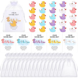 25 Sets Employee Appreciation Gifts Bulk Duck Pins with You're Ducking Great Cheer Cards Cute Duck Lapel Pins Brooches Thank You Gifts for Coworkers