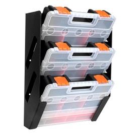 Iron Forge Tools Small Parts Tool Organizer, Service Truck, Cargo Van Shelving- Metal Wall Mount Rack & 3 Hardware Storage Bin Nuts and Bolts Boxes