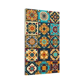 Mexican Talavera Ceramic Tile Moroccan Boho Light Switch Cover Plate 1 Gang No Device Blank Electrical Wall Plates Faceplate Decorative Switch Plate for Bathroom Kitchen Decor