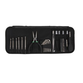 Multicomp PRO 32-Piece Tool Kit, Cloth Bag, Pliers, Socket, Hex Key, Bits, Tweezers, Bit Holder, Screwdriver, Extension Bar