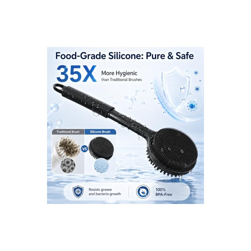 Body Brush, Double-Sided Function, Shower Back Brush, Suitable for Sensitive