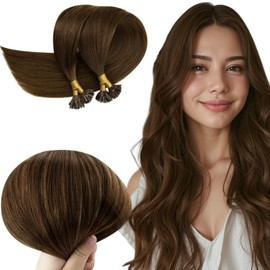 RUNATURE U-Tip Bonding Extensions Real Hair Brown 30 cm Keratin Bonding Extensions Real Hair Short Bondings Real Hair Extensions 40 g 50 Strands #4