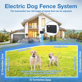 Electric Fence for Dogs, Upgraded Underground Above Ground Electric Dog Fence Pet Containment System with Waterproof Rechargeable Training Collar, Tone/Shock Correction for 1 Dog