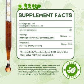 MaxuraFit Moringa Leaf Drops with Vitamin C, Moringa Oleifera Extract Liquid Drops for Immunity Support,Antioxidant,Overall Health & Energy,Vegan Herbal Supplement 4 fl oz