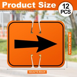 Geetery 12 Pcs Traffic Reversible Arrow Signs 12.6 x 10.4 Inch Orange Detour Signs Cone Top Road Traffic Warning Directional Left Right Arrow for Barricade Outdoor Construction