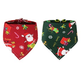 2Pcs Christmas Dog Bandanas,Christmas Pets Scarf Xmas Dog Costume Accessories Adjustable Dog Bandana Triangle Washable Cat Bandana for Small Medium Large Dogs Cats