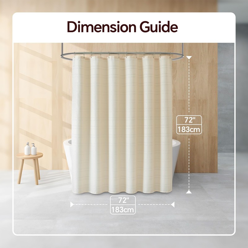 TURKIO Cream Shower Curtain Waffle Weave Shower Curtain Neutral Striped