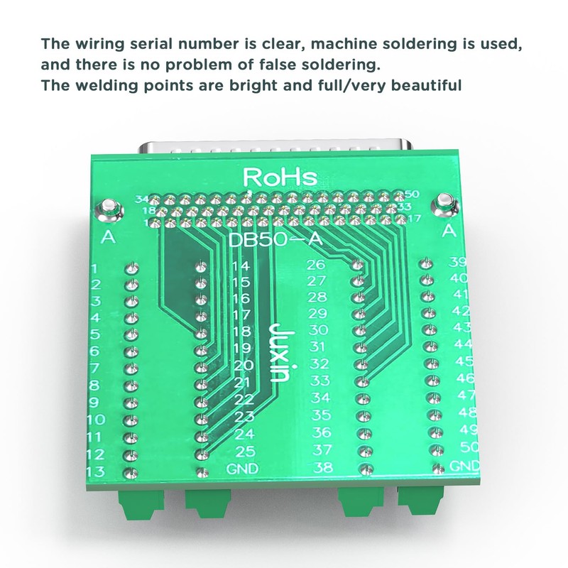 JUXINICE DB50 Female Connector to Terminal Block, HDB50 Breakout Board