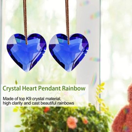 Together-life 2 Pack Crystal Suncatcher Ball Heart Prisms Pendants & Chandelier Window Hanging Ornament Rainbow Crystal(Blue)