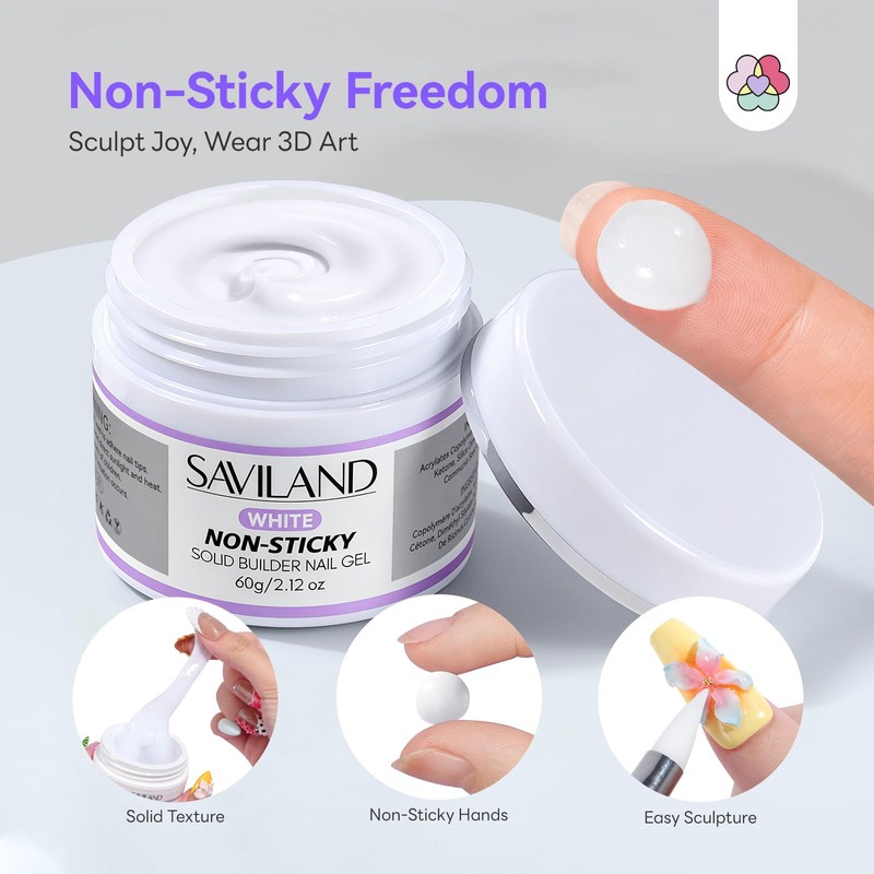 SAVILAND White Solid Builder Nail Gel Kit: Non-Sticky 60 g