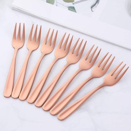 12 Pieces Appetizers Desert Forks, Baikai 18/10 Stainless Steel Finished Tasting Cocktail Mini Salad Fruit Fork Set, 5.5 Inch (Rose Gold)