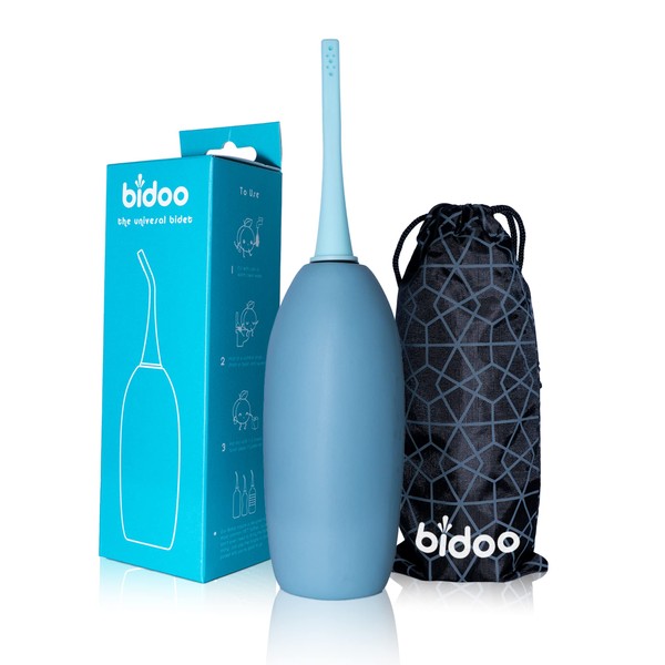 BIDOO The Universal, Portable Bidet (Aqua) with Cap and Travel Bag l Replaces Wet Wipes and Shower Toilet 250 ml l for Postpartum l Elder Care l New Moms l Pre and Post-Intimacy