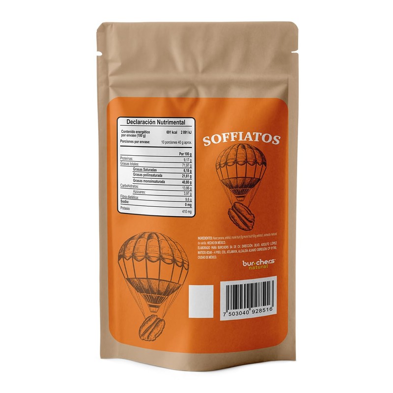 Soffiatos Botana de Nuez Pecana Caramelizada con Monk Fruit, 400g,