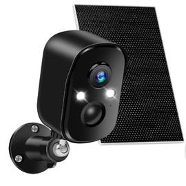 Sofiwaa Solar Security Cameras Wireless Outdoor,Solar Camera Wireless for Home,Solar Camera with 2.4GHz WiFi, 2K Color Night Vision Two-Way Talk,IP66 Waterproof,Cloud/SD,Two Spotlights(Black)