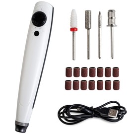 Rechargeable 13000RPM Cordless Electric Nail Drill Professional Portable E File Machine for Acrylic Nails Natural Extension Gel Nails Polish Cuticle, Variable Speed for Salon Travel, Home DIY (WHITE)