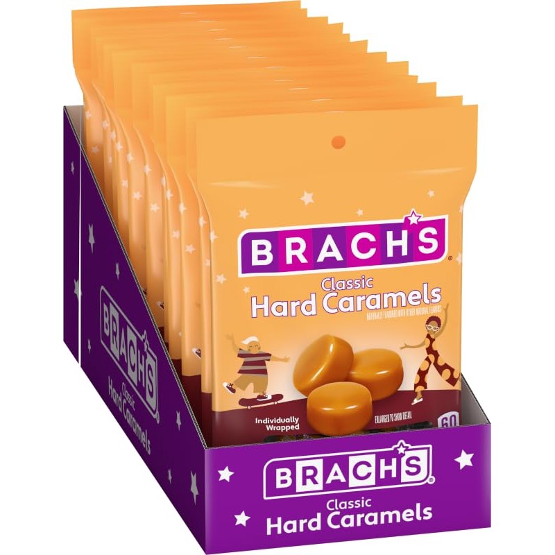Brach's Nips Caramel Flavored Hard Candy, Individually Wrapped Candies, 3.25