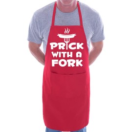 Prick With a Fork BBQ Cooking Funny Novelty Apron Red