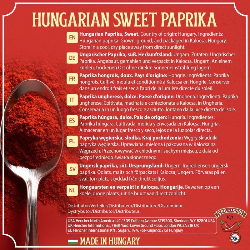 Hungarian Sweet Paprika (8.8oz/250g) Imported from Hungary, Gourmet Quality, Mild