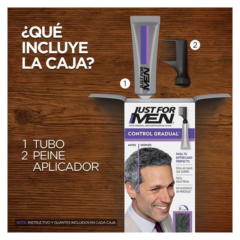 Just For Men Tinte Control Gradual, Gel para Hombre, Negro