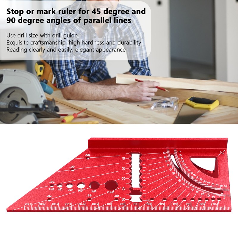 Woodworking Square Size Measure Ruler Aluminum Alloy 3D Mitre 45