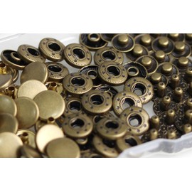 24 Sets Heavy Duty Leather Snap Fasteners Kit, BetterJonny 12.5mm Metal Snap Buttons Press Studs Leather Rivets Snaps with 4 Setter Tools for Clothes Bracelet Jackets Jeans Antique Brass