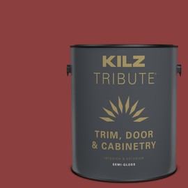 KILZ Tribute Cabinet Paint & Trim Paint, Interior/Exterior, Semigloss, Haute Red, 1 Gallon