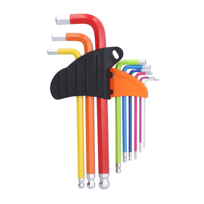 9Pcs Hex Wrench Ball End Colourful Long Arm Metal Key