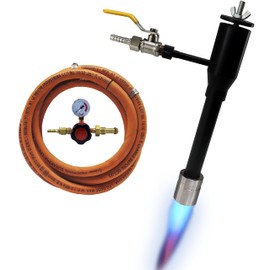 Simond Store Propane Forge Burner Kit, Single Burner for Blacksmithing Furnace Foundry Forge Jewelry Making Raku Kiln Farrier - MS Forge Burner with Hose Valve and Regulator