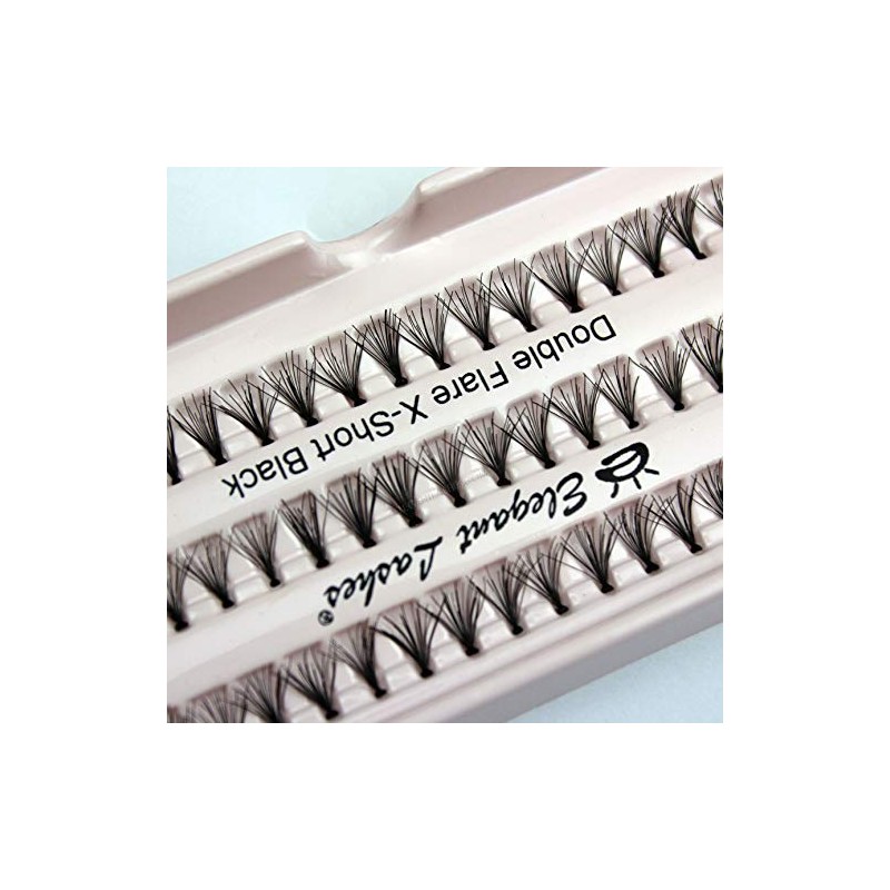 Elegant Lashes Double Flare Extra-Short Black Individual Eyelashes (Single Pack