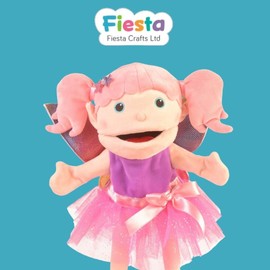 Fiesta Crafts Hand Puppets - Fairy Hand Puppet with Moving Mouth & Arms for Pretend Play, Creativity & Communication Skills - Soft, Colourful, & Interactive Magical Doll for Girls Aged 3 to 8