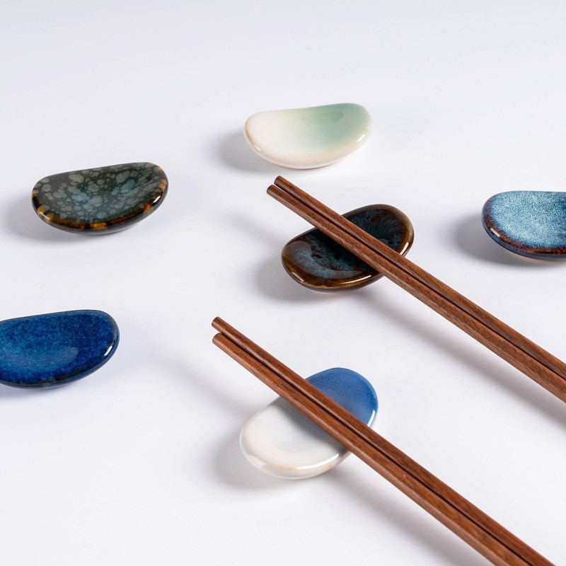 STE-CER Ceramic Chopsticks Holder,Japanese Chopstick Rest,Spoon,knife & Fork Stand,Set of