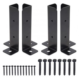 4x4 Post Anchor, 4 Pcs Adjustable Deck Post Anchor Base Brackets Thick Heavy Duty Powder Coated Kit for Deck Supports, Porch Railing Post Holders with Screws, Metal Wood Fence Post