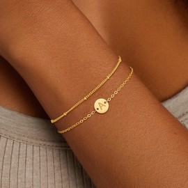 Decholly Birthday Gifts for Girls - Gold Initial Bracelet for Girls Jewelry Initial K Bracelets 5 6 7 8 9 10 11 12 13 14 15 Year Old Girl Birthday Gifts