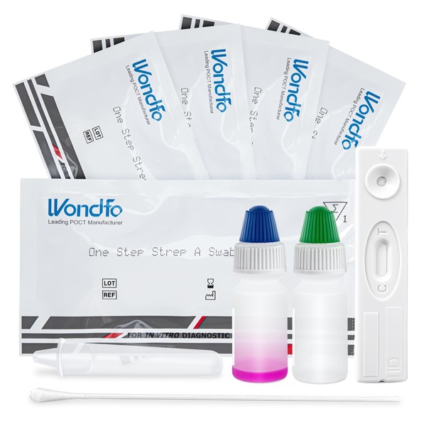 Wondfo Strep A Test Kits Streptococcal Rapid Test for Throat Swabs for Detection, Pack of 5
