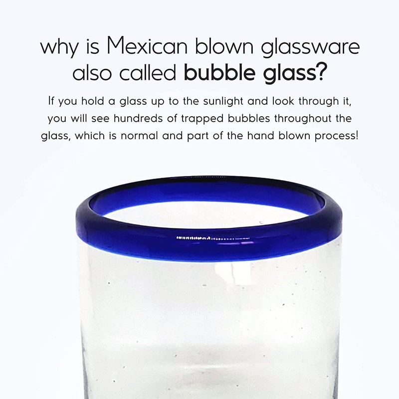 MexHandcraft Cobalt Blue Rim 10 oz Tumblers (set of 6),
