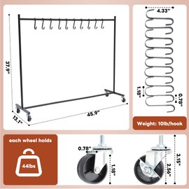 bimiti Christmas Stocking Holder Stand with 10 Hook Rubber Prevent Scratches Heavy Duty Freestanding Stocking Hanger Rack on Wheels Holiday Decor Hanger Stocking Holders for Mantle, Fireplace, Floor