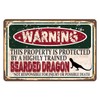 RCXsigns Vintage Bearded Dragon Metal Sign， Warning this property is