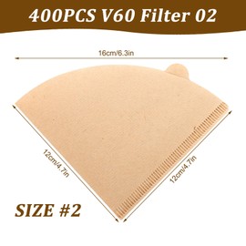 Acrux7 400 Pack Pour Over Coffee Filter Cones Compaitble with V60 Size 02, Unbleached Disposable Coffee Filters for Drip Coffee, 1-4 Cups