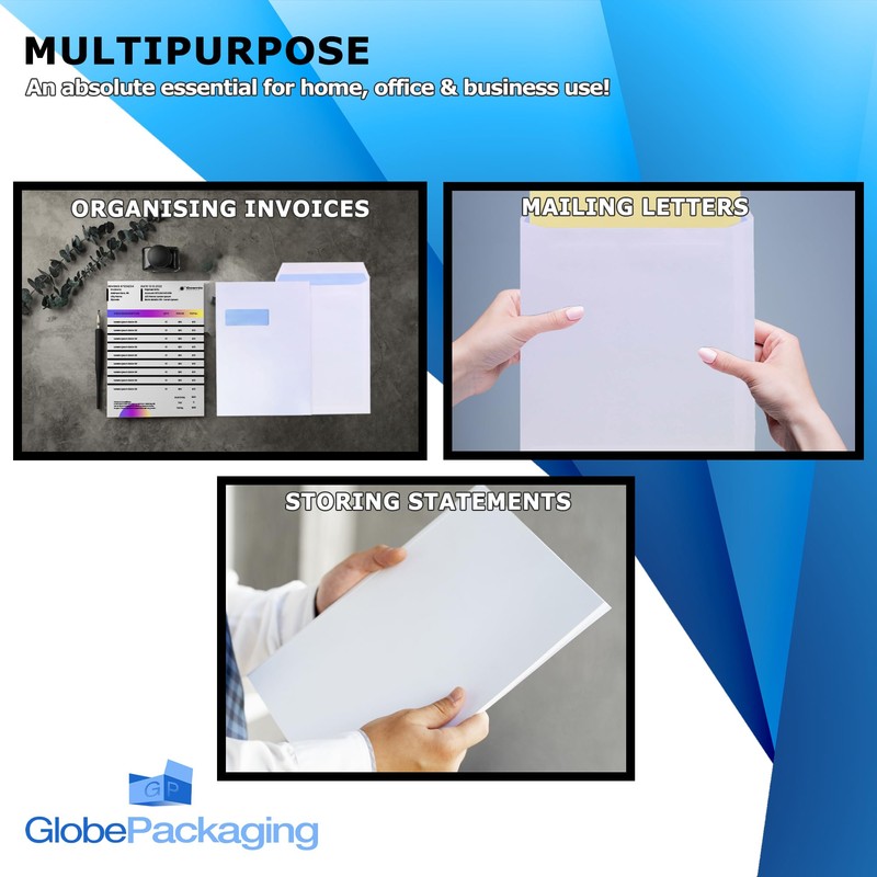 GP Globe Packaging 20 x C4 A4 White Window Self