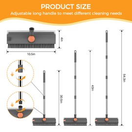 Floor Scrub Brush with Scraper and Stiff Bristle, Grey&Orange