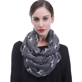 Lina & Lily German Shepherd Dog Print Women's Infinity Scarf Lightweight (Dark Gray)