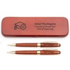 Rosewood Engraved Ballpoint Pen and Pencil Set with matching Wood