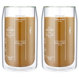 Ozeri Moderna Artisan Series Double Wall Barista Coffee Glass, 15 oz, Clear