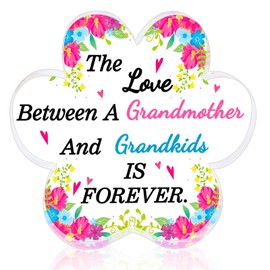 YINSSA Mothers Day Grandma Gifts Best Grandma Birthday Gifts From Grandson Granddaughter Acrylic Flower Plaque Decor Grandmas Birthday Grandmothers Day Christmas Gift Ideas