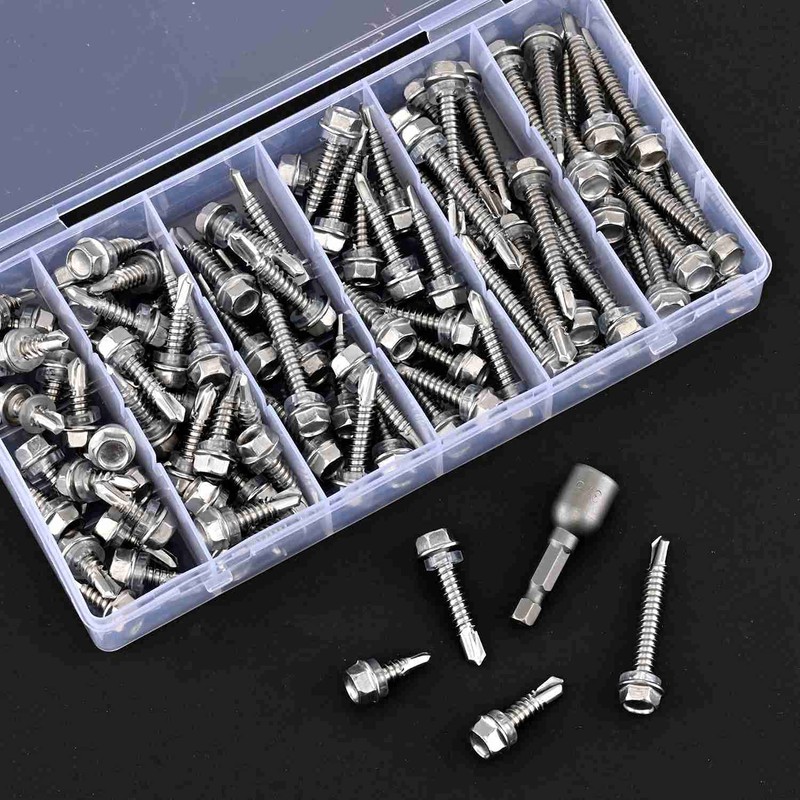 Litorange 101 PCS M5.5 Stainless Steel Self Drilling Hex Head
