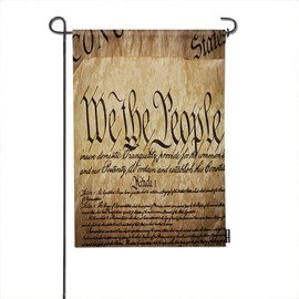 HGOD DESIGNS Constitution Garden Flag,The Constitution For The United States Of America Hand Written Welcome Decorative Garden Flags Cotton Linen For Garden Banner 12"X18"